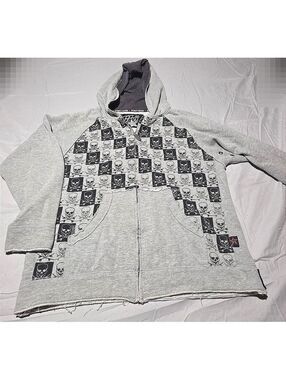 Top Heavy Gray Skull Print Zip-Up Hoodie Sweatshirt XL